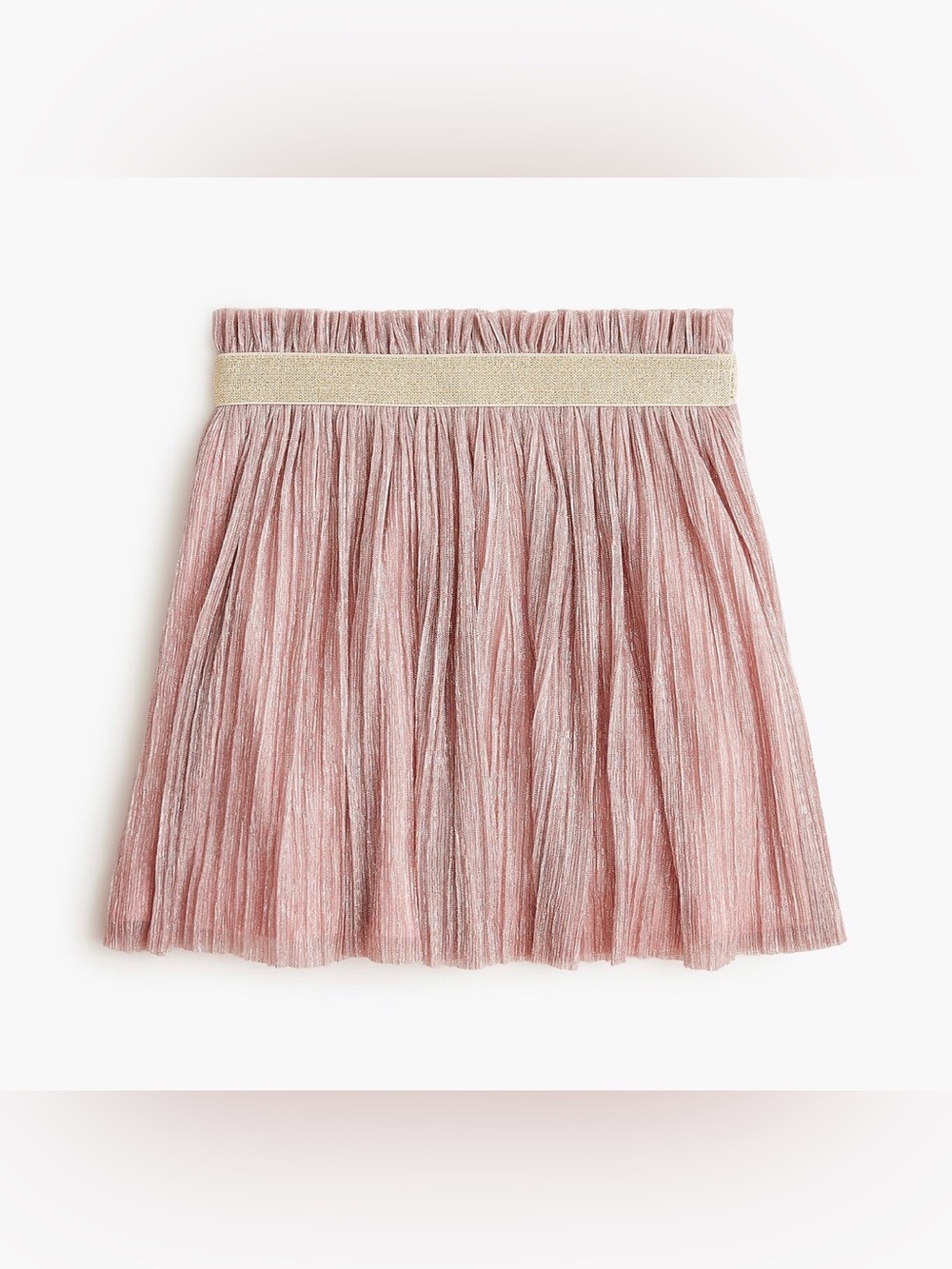 NEW J. Crew Crewcuts Kids Pink Gold Pleated Metallic Shimmer Skirt Girls Size 12